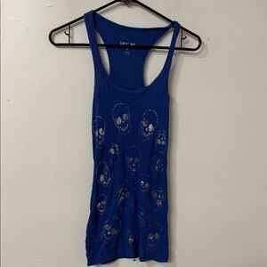 Luv Me  Blue Skull Graphic Tank Top Y2K